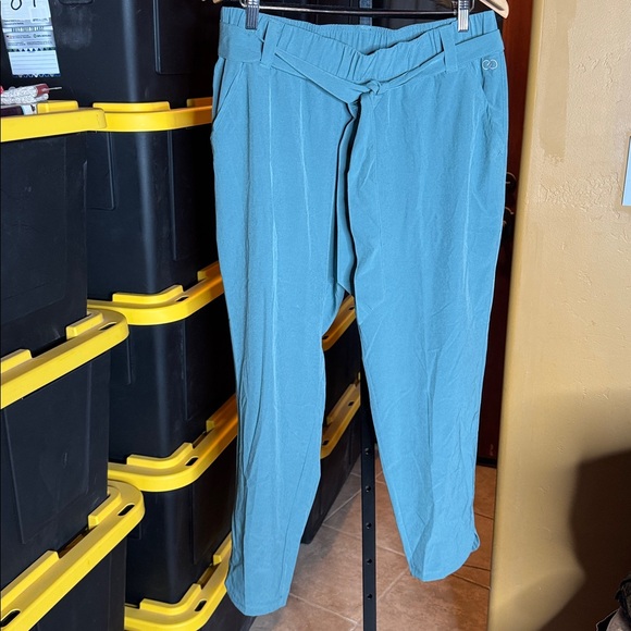 CALIA by Carrie Underwood Teal Self-Belt Ankle Pants Size Large - Picture 4 of 8